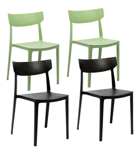 Imagen 1 de 7 de Pack X4 Sillas Diseño Bar Hogar Apilable Rio Resistentes