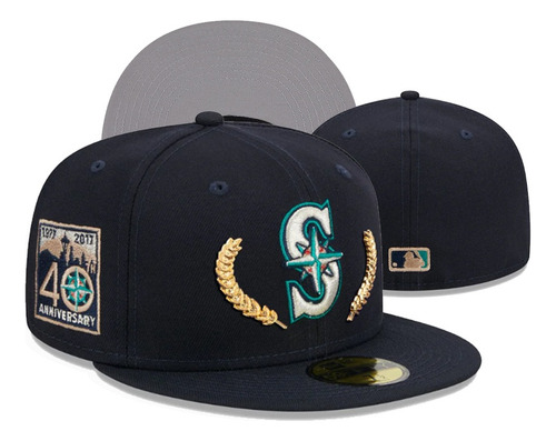 Gorra Béisbol,5a Mlb Of The Ball Of Bordado De Oro Negro I3u