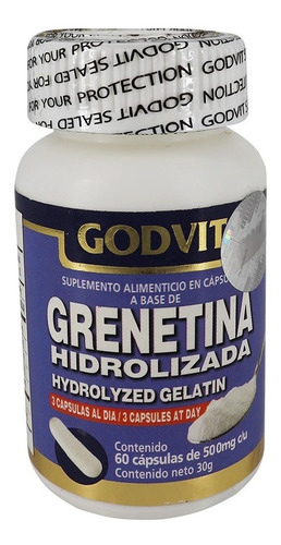 Grenetina Hidrolizada 60 Capsulas De 500 Mg Godvit® Sabor Sin Sabor