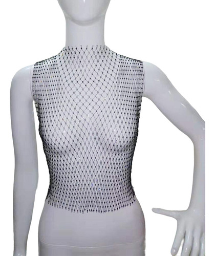 Mesh Crop, Sin Mangas, Hueca Para Fiestas Rave Dance [u]