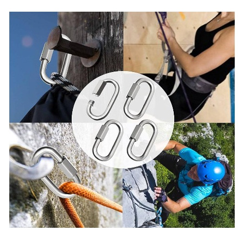 Mosqueton Carabinero 18mm Doble Traba Seguridad Eslingar Plateado