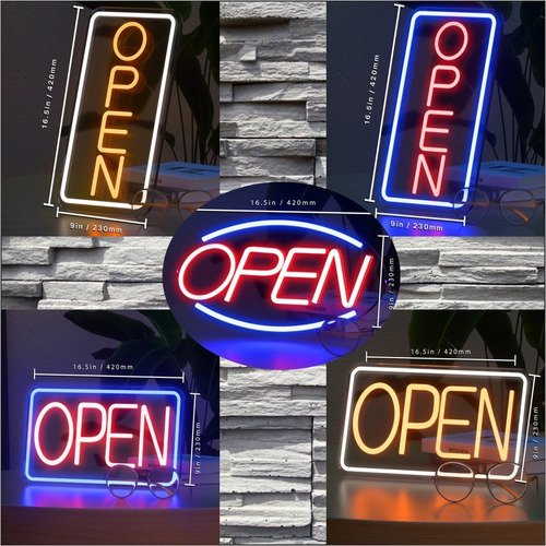 Letrero Led Neon Open De 42*23cm En Acrilico Varios Diseños