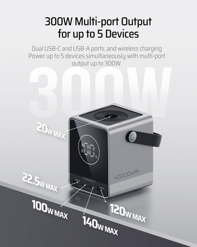 Cuktech 30 Power Bank 40,000mah, 300w Salida Múltiple Para H