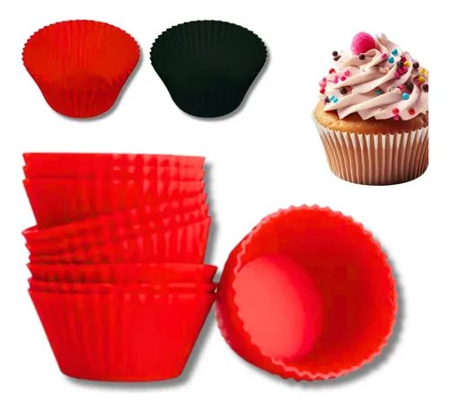 Kit 12 Forminhas Silicone Vermelhas Home e More Cupcake Antiaderente