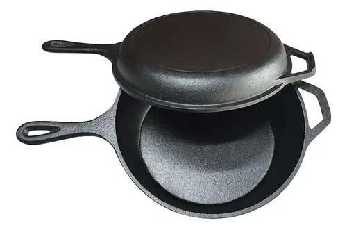 Olla/wok+ Sarten Hierro Fundido C/mango Doble 26cm Bbqarg