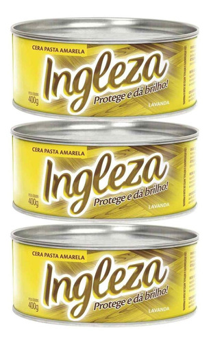 Kit Com 3 Ceras Em Pasta Ingleza 400g Amarelo