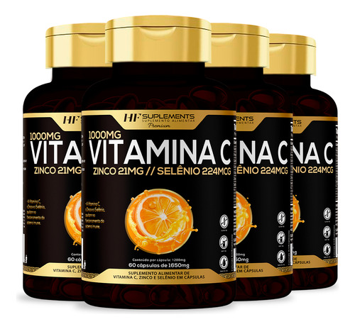 4x Vitamina C Com Alto Teor De Selenio E Zinco 60caps