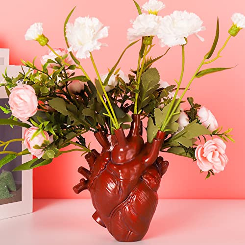 Florero Anatómico Forma De Corazón Rojo, Maceta De Fl...