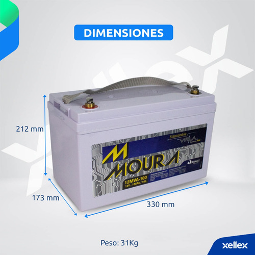 Batería 12v 100ah Moura Ciclo Profundo Solar Larga Vida Agm