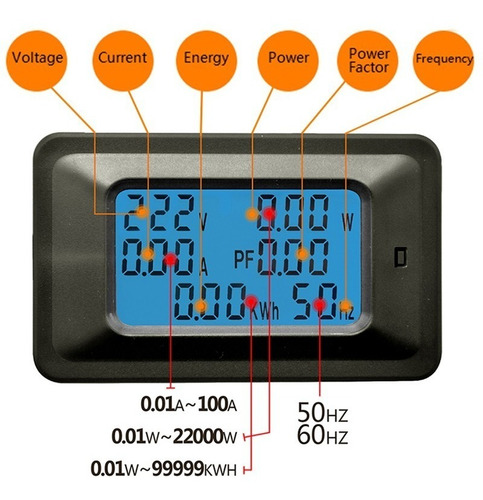 Contador ,kwh, Voltimetro, Amp,fp, 220v Ac 100a