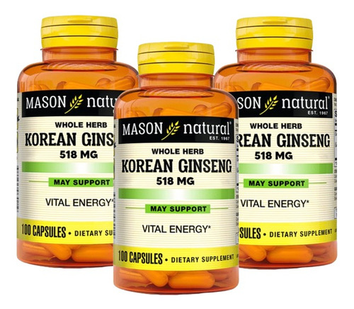 Ginseng Koreano 518mg Trata Fatiga & Debilidad 03 Frascos