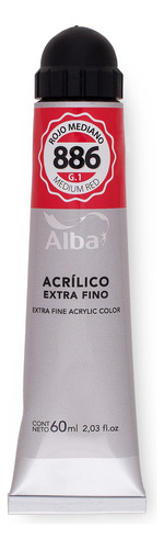 Acrilico Profesional Alba Pomo 60ml Rojo Mediano 886