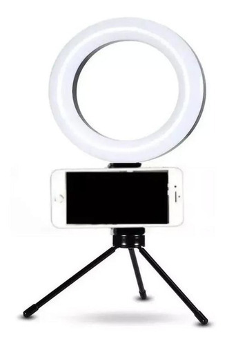 Ring Light Iluminador 6 Polegadas 16cm Usb Led Tripé Mesa Cor Da Estrutura Preto Cor Da Luz 3 Cores 110v/220v