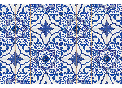 Azulejo portugués de vinilo en contacto con colores realistas variados con un diseño realista y variado