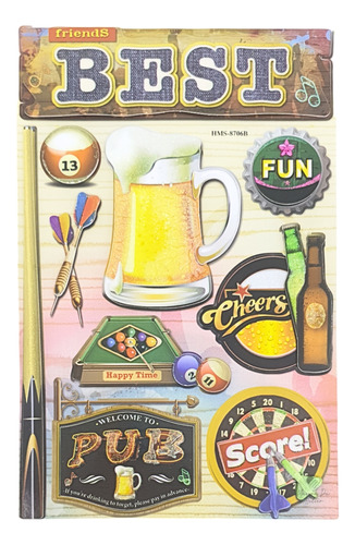 Adesivos Chipboard Para Scrapbook 3d Glitter Pub Cerveja