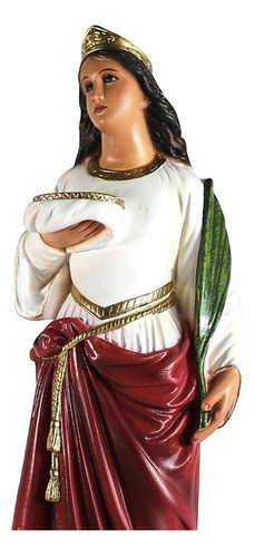 Imagem Santa Luzia Protetora Do Olhos 30cm Escultura Estatua Cor Branco