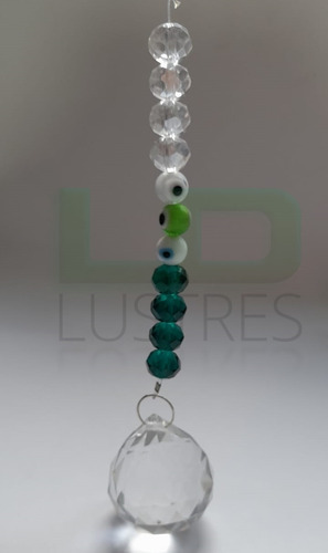 Kit Feng Shui Olho Grego Cristal Multifacetado Com Fio Cinza