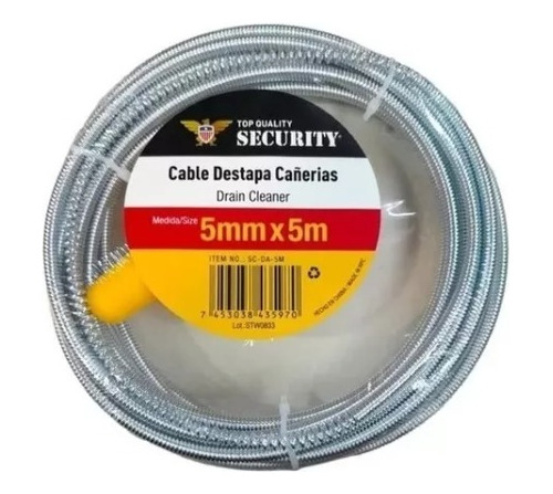 Cable Destapa Cañeria Manual 5mm X 5mts  Security  