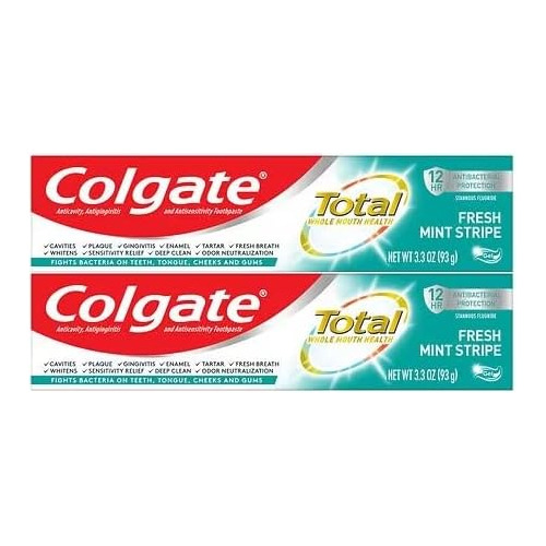 Colgate Total Pasta De Dientes, Gel De Rayas De Menta Fresca