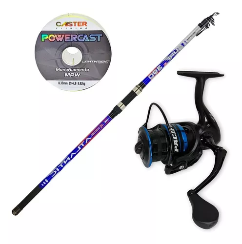 Kit Pesca Mar Caster Reel Pacific 6006 + Caña Atlantic 3.90m