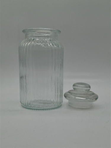 Imagen 3 de 3 de Frasco De Vidrio Acanalado Estilo Vintage 23x10 Cm