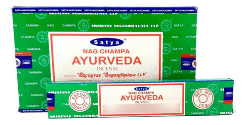 Caja Con 12 Paq. 15 G. Satya Nag Champa Ayurveda Para Curar