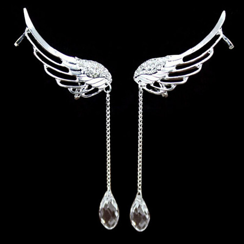 Elegantes Pendientes Con Forma De Ala De Ángel, Puños Colgan