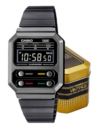 Reloj Casio Vintage Negro A100wegg Alien Unisex