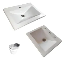 Comprar Sopapa Para Lavatorio + Bacha Recta 40cm Fibra Marmolina