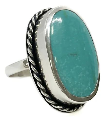Anillo Turquesa De Irán De Plata 925 T17