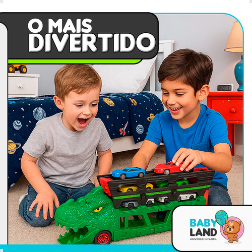 Caminhão Cegonha Carreta Dinossauros Com Pista E Carrinhos