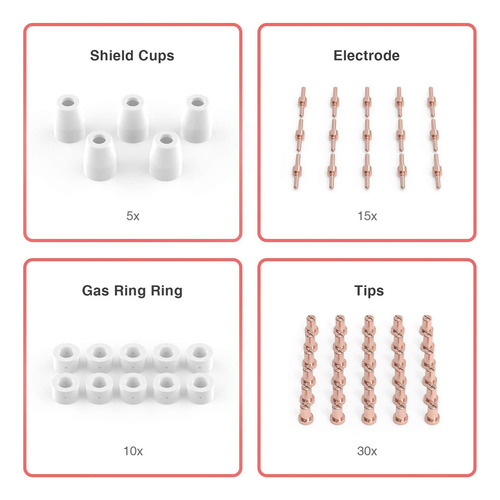 60 Piezas De Consumibles De Corte Por Plasma Para Cut40 50 F