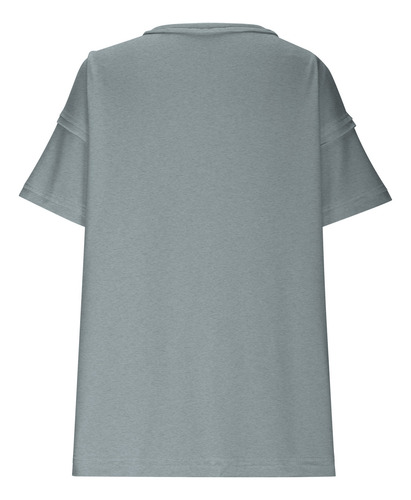 Top Holgado Casual De Manga Corta Con Cuello Liso De Color I