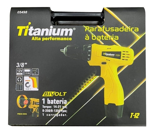 Parafusadeira Furadeira 12v 3/8 Litio Biv 5498 Titanium +kit