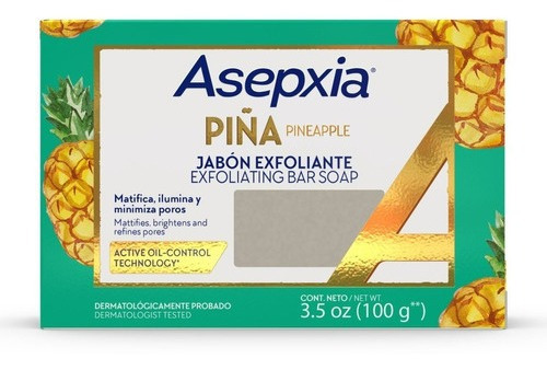 Jabón En Barra Asepxia  Exfoliante Piña Active Oil - 100gr Día/noche Todo Tipo De Piel