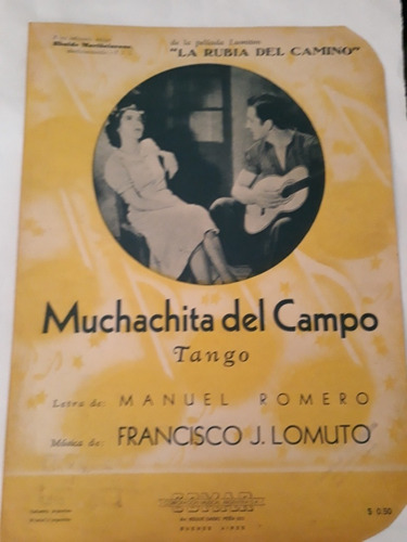 Partitura Muchachita Del Campo. Tango Manuel Romero - Lomuto