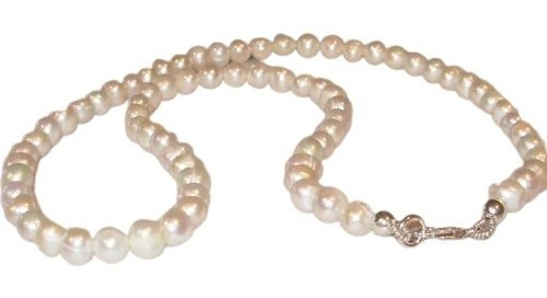 Perlas Naturales Cultivadas Plata 925 Collar 45 Cms + Aros