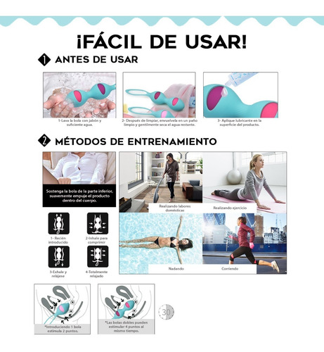 Imagen 8 de 9 de Bolas Kegel Set Ejercitador Suelo Piso Pélvico Kit 4 Pesas