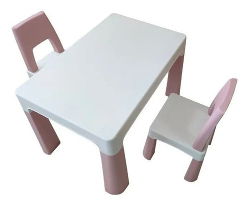 Conjunto Mesa Infantil Com 2 Cadeiras P/ Refeição Estudos Rs Cor Rosa
