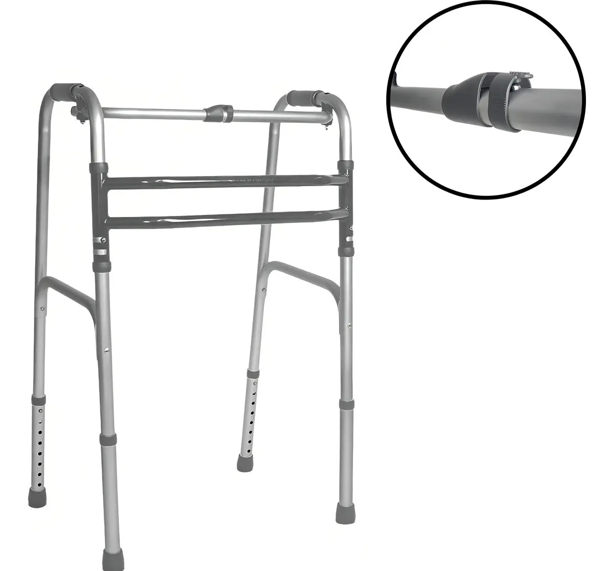 Andador adulto articulado fixo alumínio 3 barras Hidrolight SC300 cor prateado