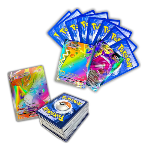 Kit 10 Cartas Pokémon Vmax + Charizard Vmax Rainbow 500 Hp