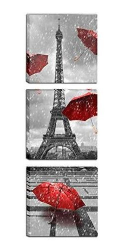 Meiji Par S Torre Eiffel Lienzo Decorativo De Pared Rojo Par
