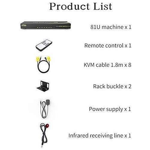 Conmutador Automático Ekl Vga Kvm, 8 Puertos, Entrada Y 2 Sa