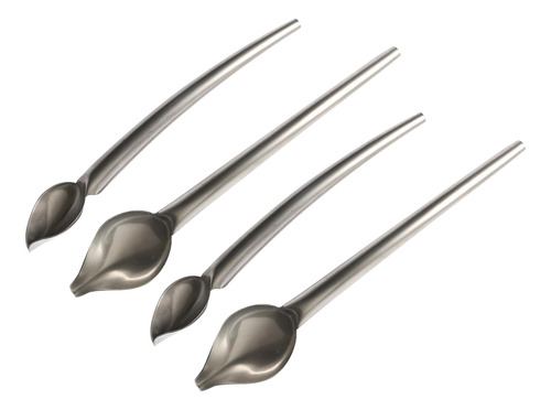 Cucharas Filtrantes De Acero Inoxidable Plateadas, 4 Unidade