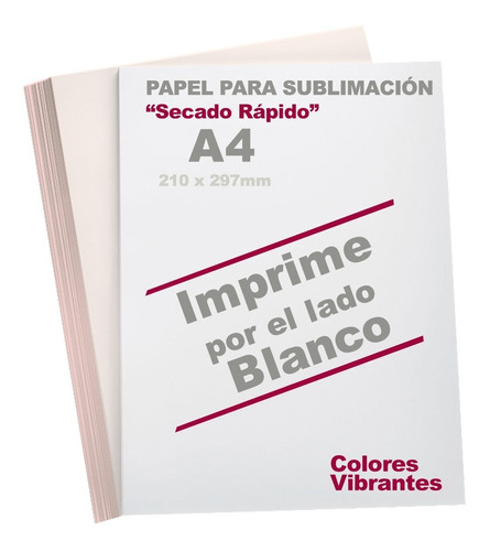 Papel Sublimación Secado Rápido, Alta Calidad X 100 Hojas