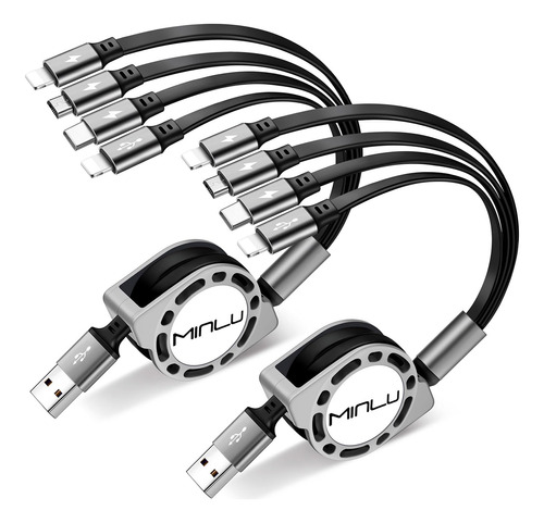 Minlu Cable De Carga Múltiple 4a, Paquete De 2 Cables De C.