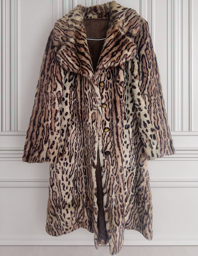 Tapado Largo Animal Print Sintetico Saco Suave L Imp.france (Usado)