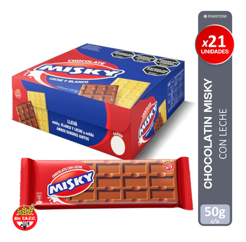 Misky chocolate negro leche caja 21 unidades 50gr