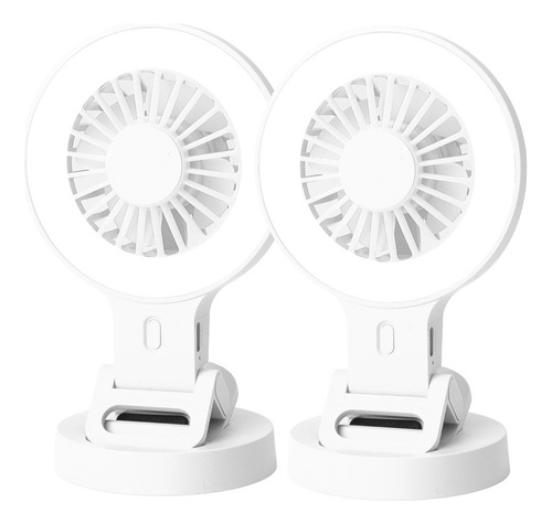 Mini Ventilador Portátil Recargable Con Clip Con Luz Led, 2