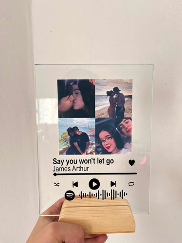 Imagen 2 de 2 de Spotify Placa En Vidrio Personalizado Portarretrato